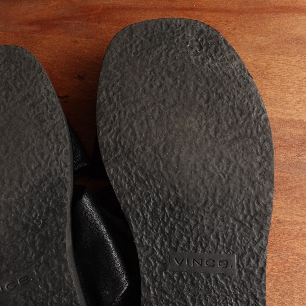 Vince Sandals Womens SZ 8 BLK Leather Slide Minimalist Coastal Flat Resort Shoes - Picture 13 of 14